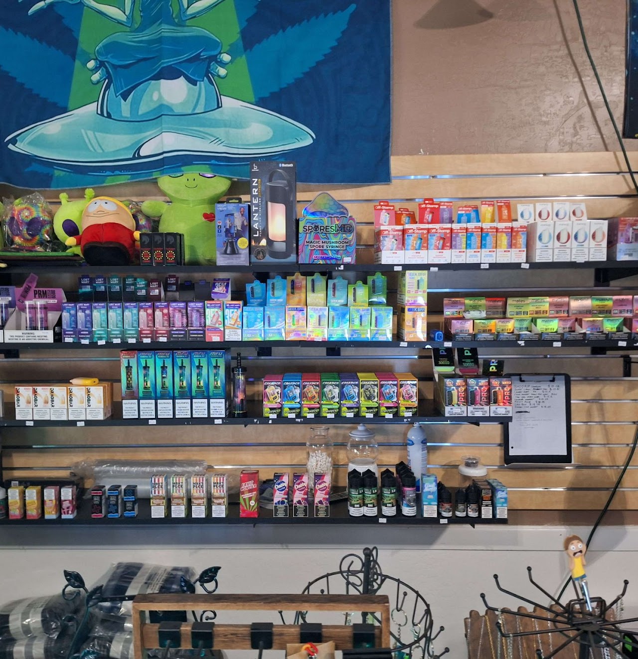Front service counter and display cases at Fyre in the Sky